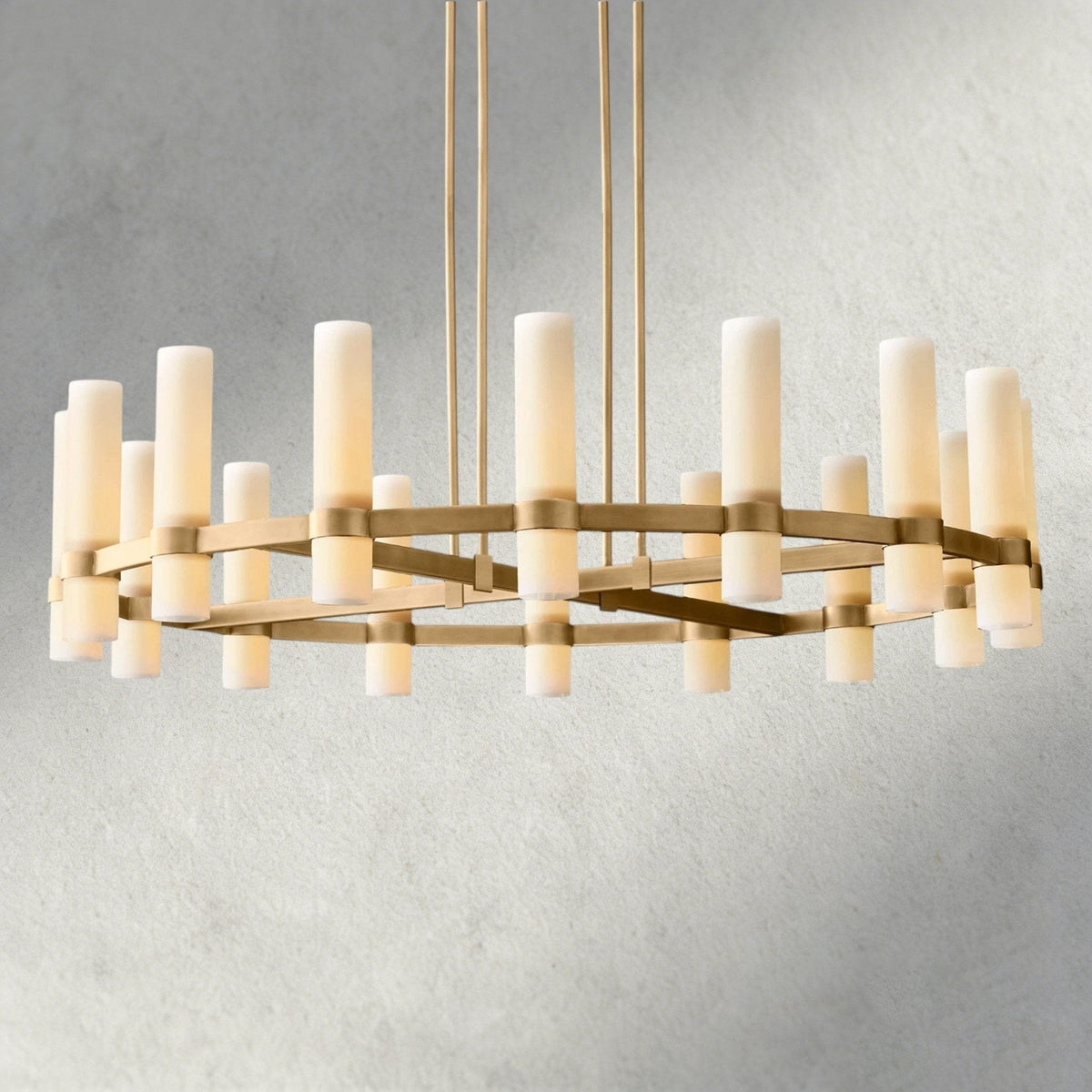 Ravay Round Milk Glass Chandelier 36", 48", 60" - Zelno Lighting