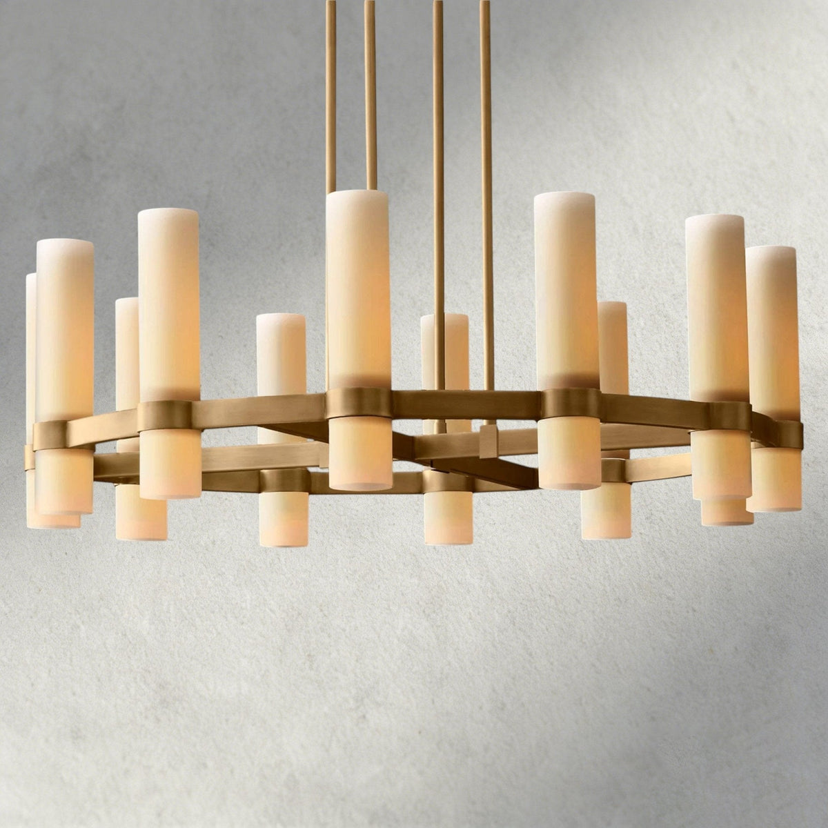 Ravay Round Milk Glass Chandelier 36", 48", 60" - Zelno Lighting