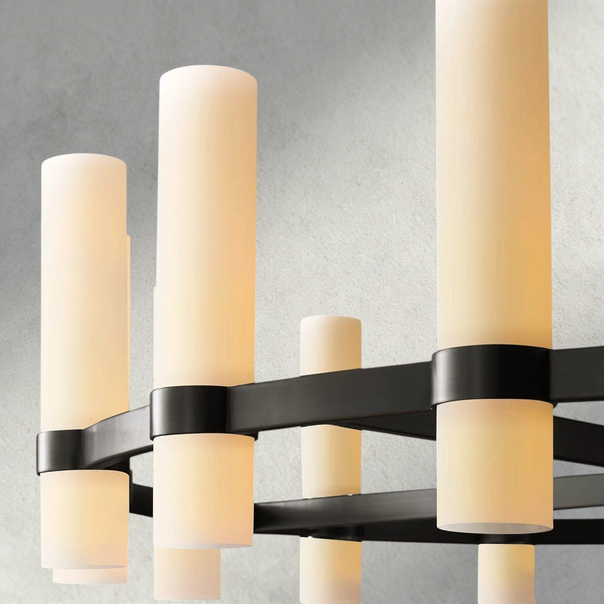 Ravay Round Milk Glass Chandelier 36", 48", 60" - Zelno Lighting