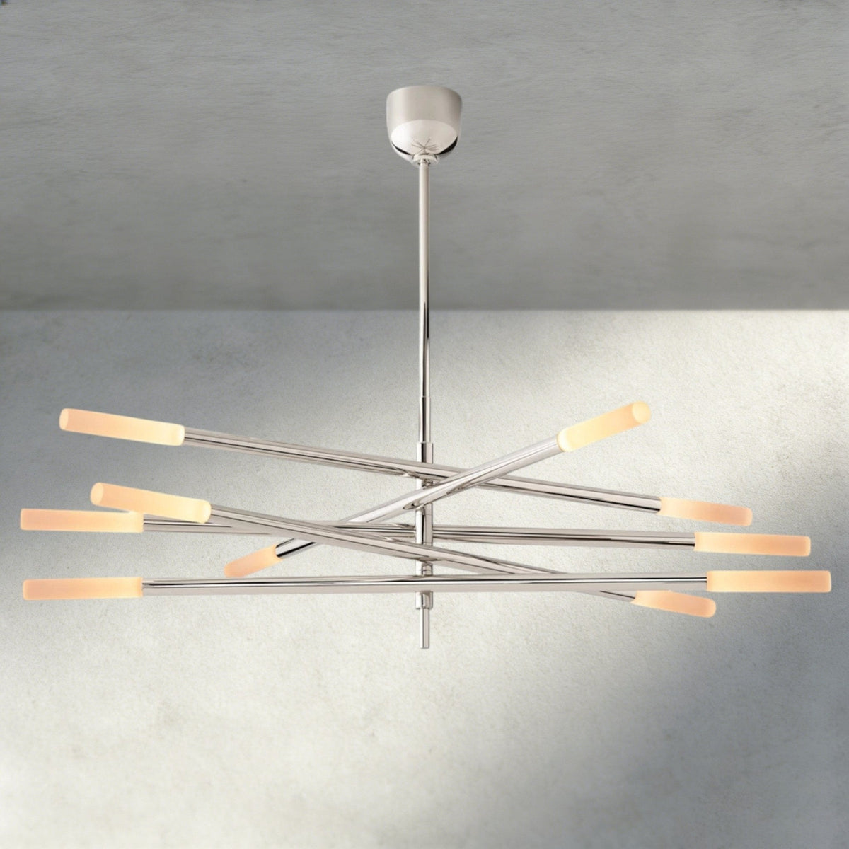 Roasi 10 - Light Mobile Etched Rod Chandelier - Zelno Lighting