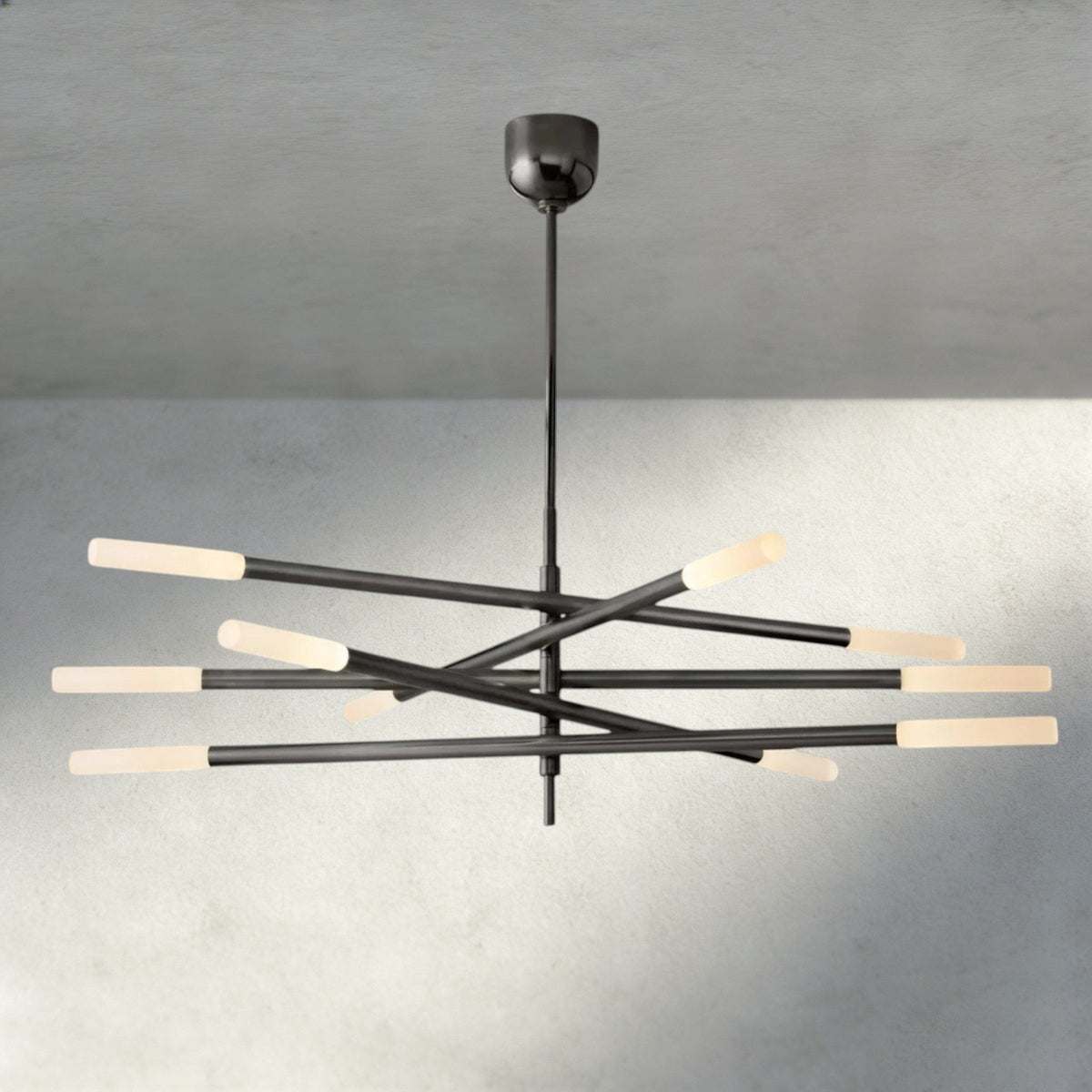 Roasi 10 - Light Mobile Etched Rod Chandelier - Zelno Lighting