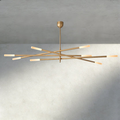 Roasi 8 - Light Mobile Etched Rod Chandelier 65", 80" - Zelno Lighting