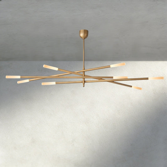 Roasi 8 - Light Mobile Etched Rod Chandelier 65", 80" - Zelno Lighting