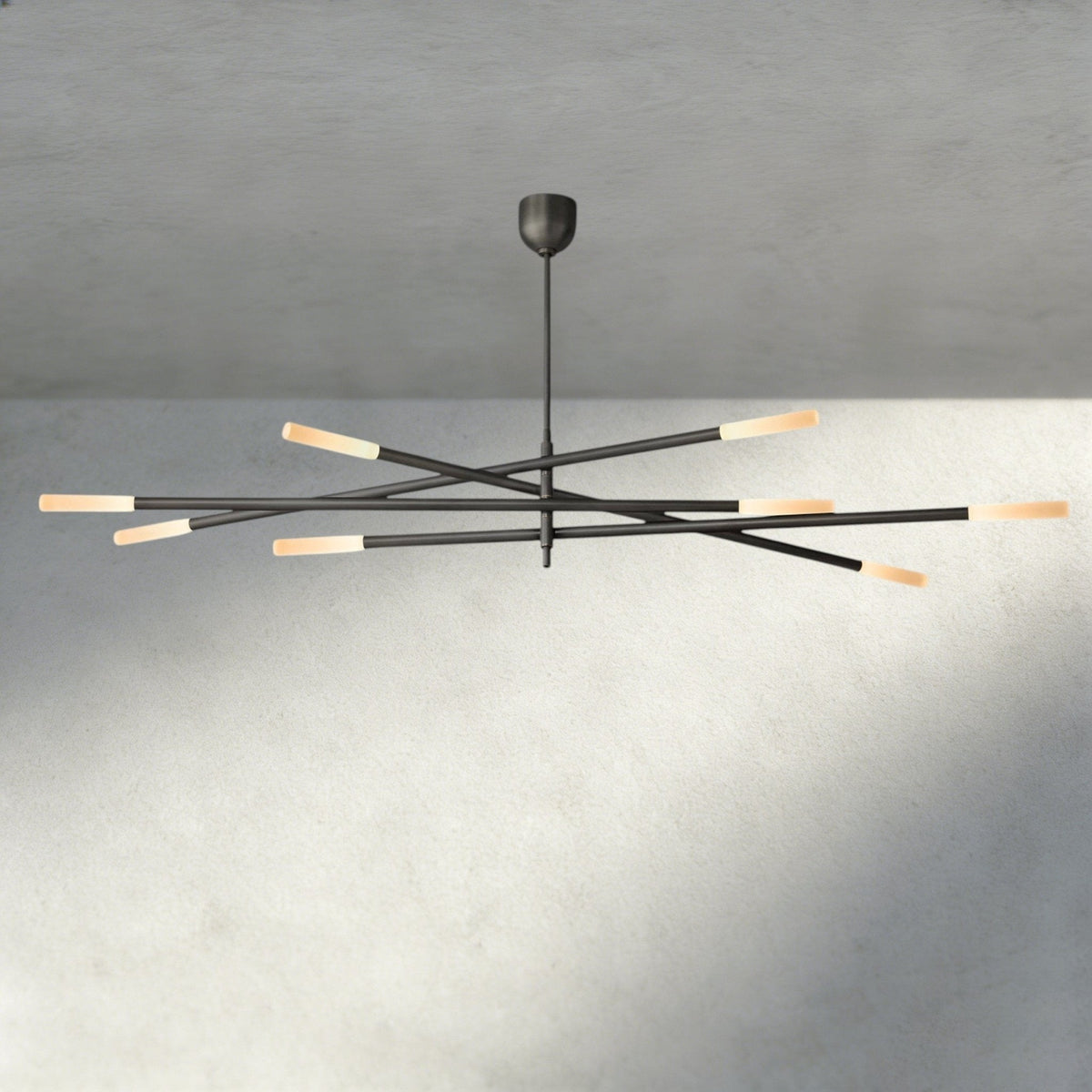 Roasi 8 - Light Mobile Etched Rod Chandelier 65", 80" - Zelno Lighting