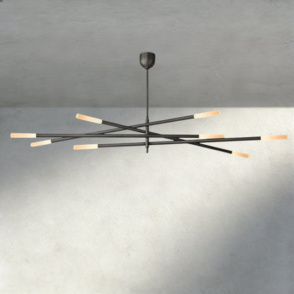 Roasi 8 - Light Mobile Etched Rod Chandelier 65", 80" - Zelno Lighting