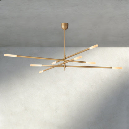 Roasi 8 - Light Mobile Etched Rod Chandelier 65", 80" - Zelno Lighting