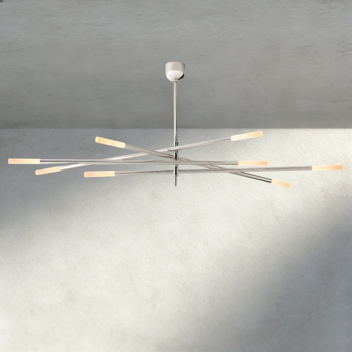 Roasi 8 - Light Mobile Etched Rod Chandelier 65", 80" - Zelno Lighting