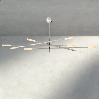 Roasi 8 - Light Mobile Etched Rod Chandelier 65", 80" - Zelno Lighting