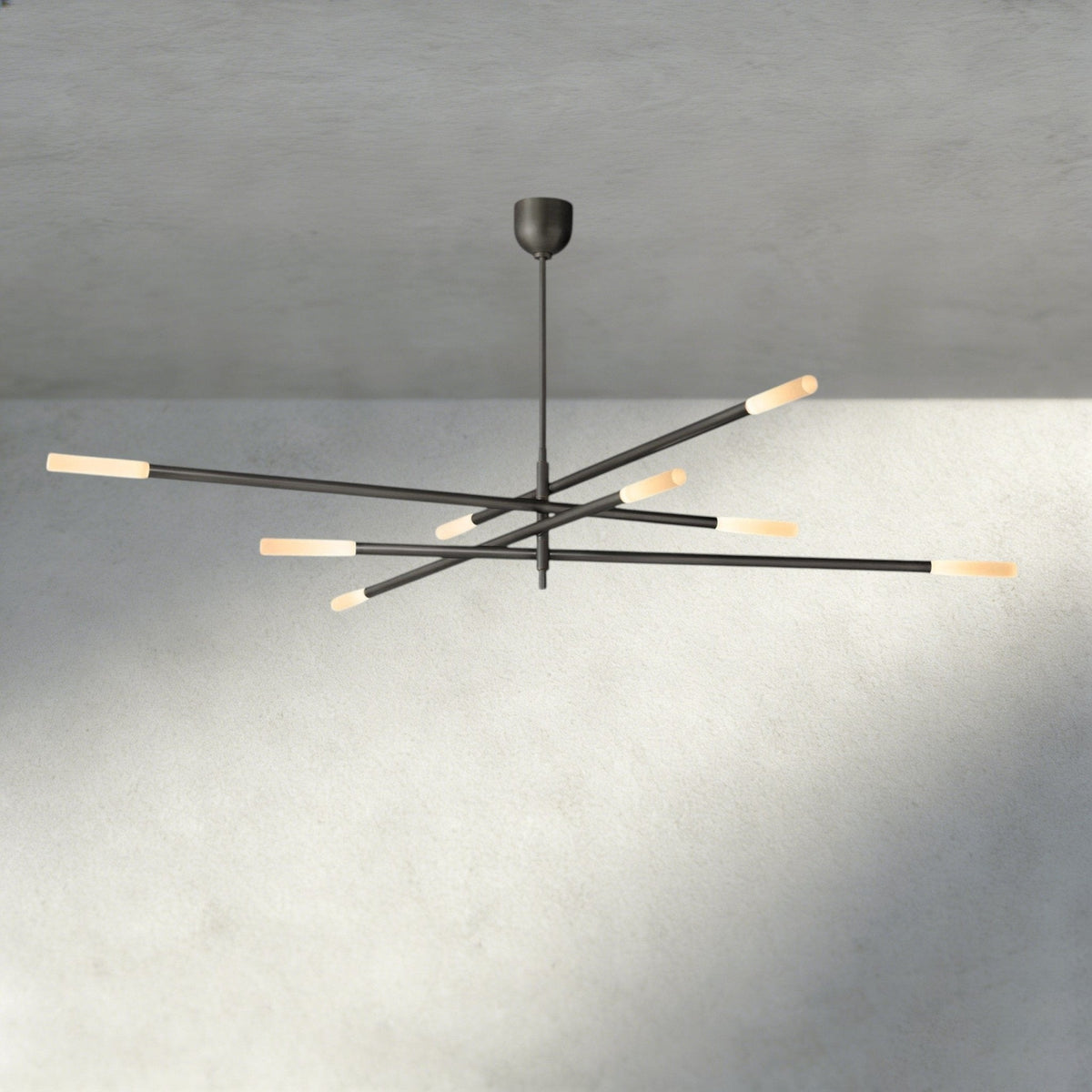 Roasi 8 - Light Mobile Etched Rod Chandelier 65", 80" - Zelno Lighting
