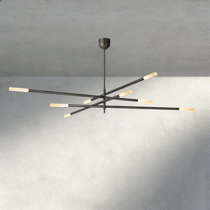 Roasi 8 - Light Mobile Etched Rod Chandelier 65", 80" - Zelno Lighting