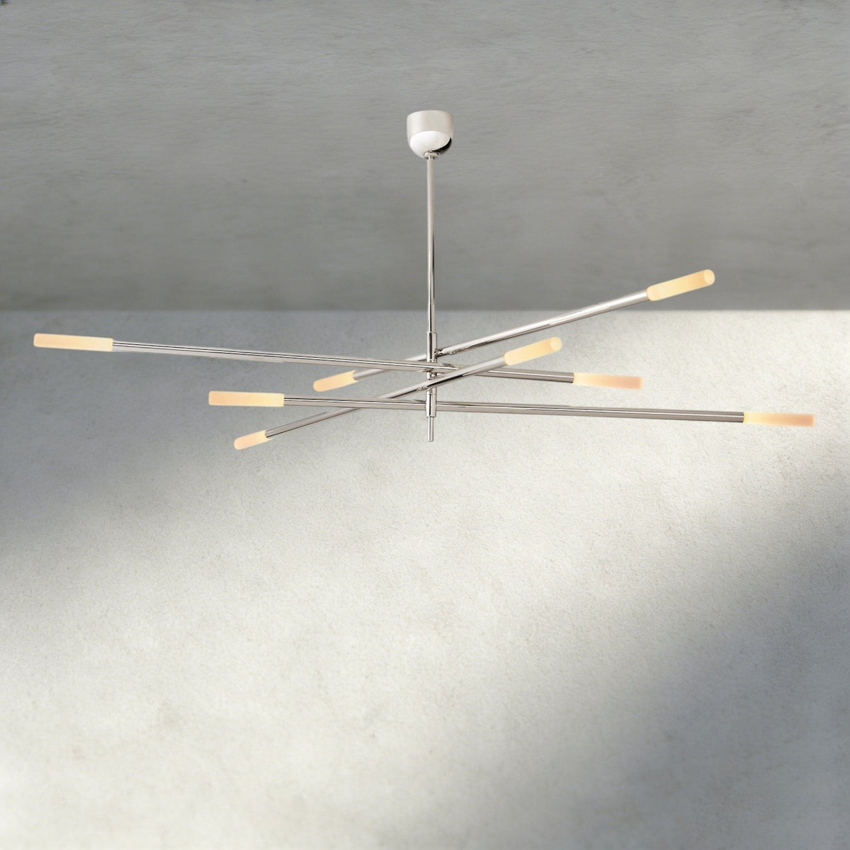 Roasi 8 - Light Mobile Etched Rod Chandelier 65", 80" - Zelno Lighting