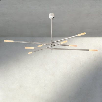 Roasi 8 - Light Mobile Etched Rod Chandelier 65", 80" - Zelno Lighting