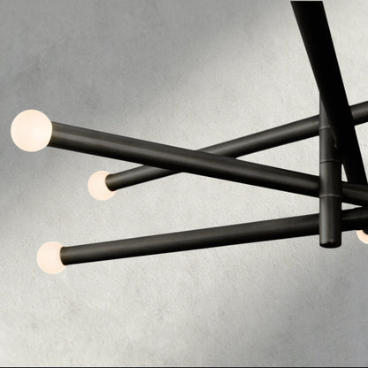 Roasi 8 - Light Mobile Etched Rod Chandelier 65", 80" - Zelno Lighting
