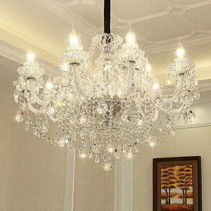 Rustic Antique European Candle Crystal Chandelier Popular Farmhouse Ceiling Light Fixture For Living Room - Zelno Lighting
