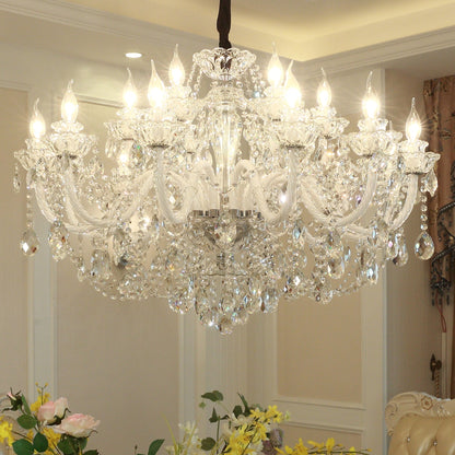 Rustic Antique European Candle Crystal Chandelier Popular Farmhouse Ceiling Light Fixture For Living Room - Zelno Lighting