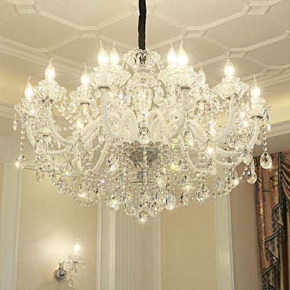 Rustic Antique European Candle Crystal Chandelier Popular Farmhouse Ceiling Light Fixture For Living Room - Zelno Lighting