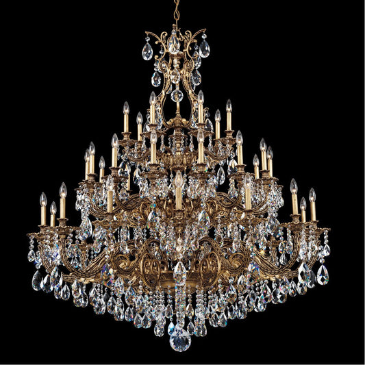 Saphie 35 Light Chandelier Florentine Bronze Heritage Crystal - Zelno Lighting