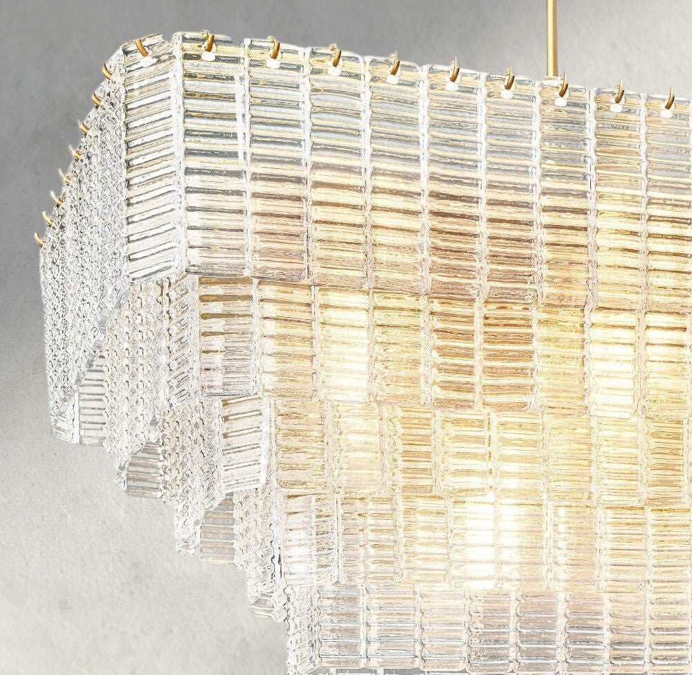 Siraue Clear Glass Rectangular Chandelier 59" - Zelno Lighting