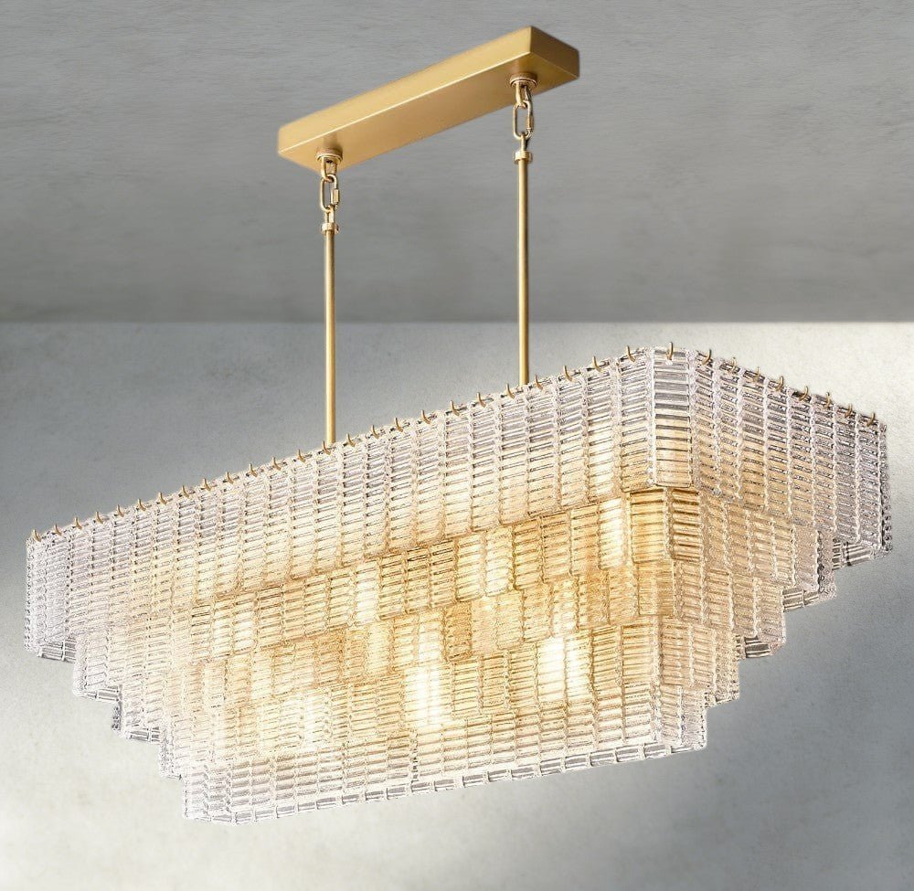 Siraue Clear Glass Rectangular Chandelier 59" - Zelno Lighting