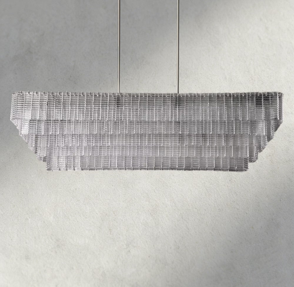 Siraue Clear Glass Rectangular Chandelier 59" - Zelno Lighting