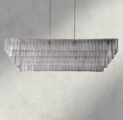Siraue Clear Glass Rectangular Chandelier 59" - Zelno Lighting