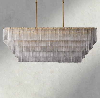 Siraue Clear Glass Rectangular Chandelier 59" - Zelno Lighting