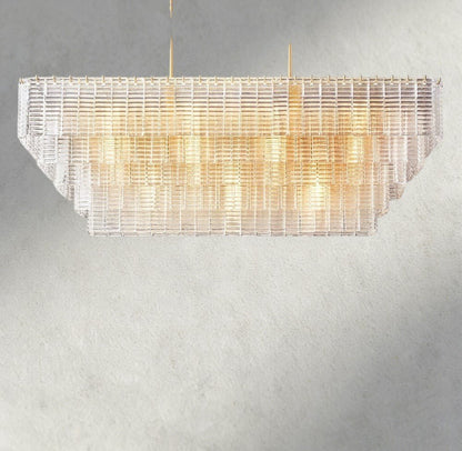 Siraue Clear Glass Rectangular Chandelier 59" - Zelno Lighting