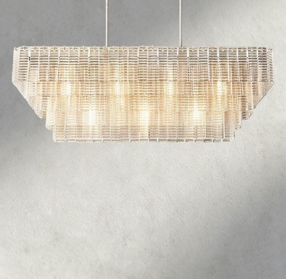 Siraue Clear Glass Rectangular Chandelier 59" - Zelno Lighting
