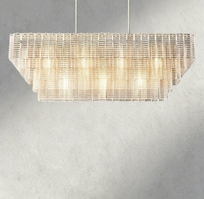 Siraue Clear Glass Rectangular Chandelier 59" - Zelno Lighting