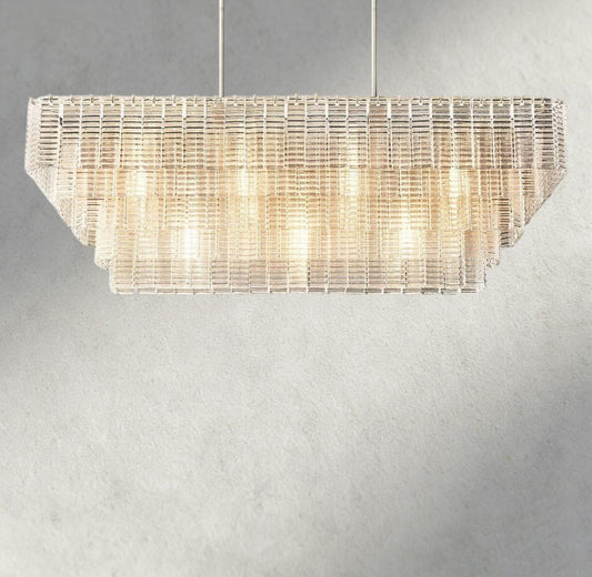 Siraue Clear Glass Rectangular Chandelier 59" - Zelno Lighting