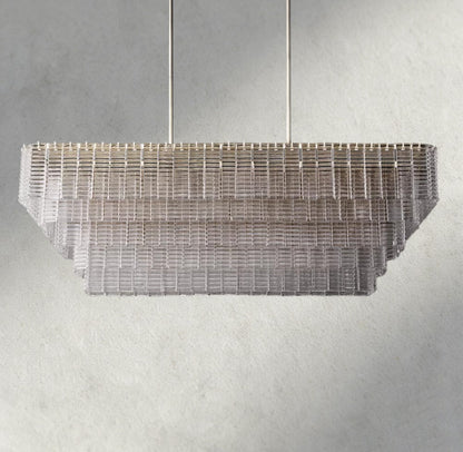 Siraue Clear Glass Rectangular Chandelier 59" - Zelno Lighting
