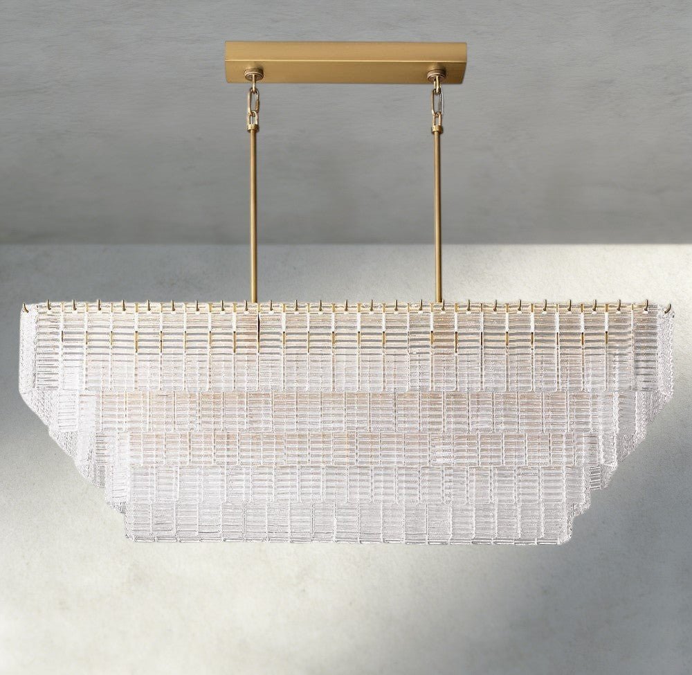 Siraue Clear Glass Rectangular Chandelier 59" - Zelno Lighting