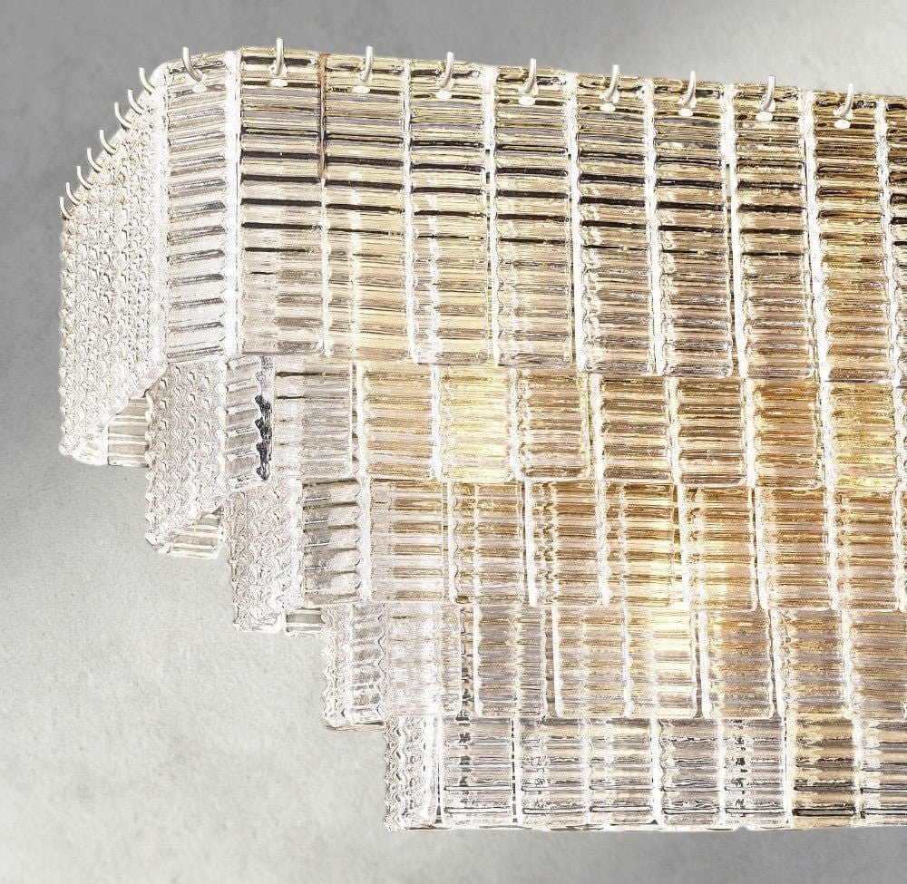 Siraue Clear Glass Rectangular Chandelier 59" - Zelno Lighting