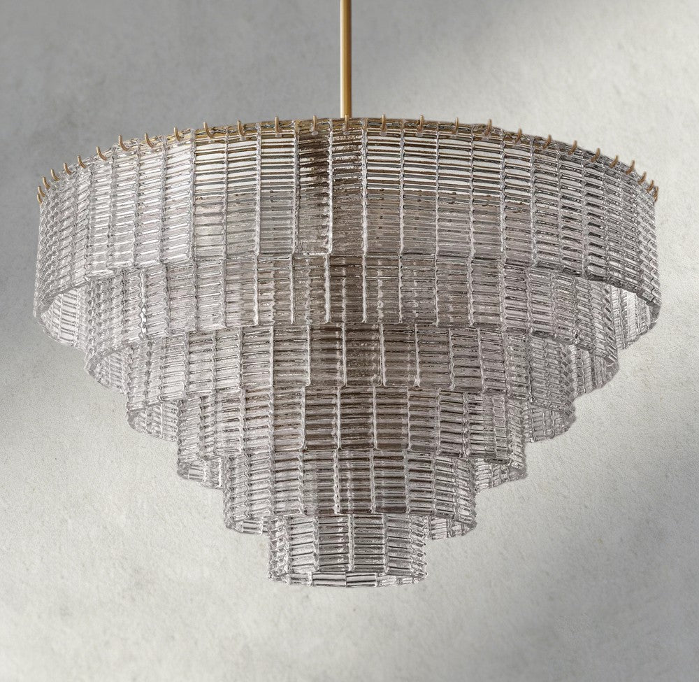 Siraue Clear Glass Round Chandelier 41", 52", 65" - Zelno Lighting