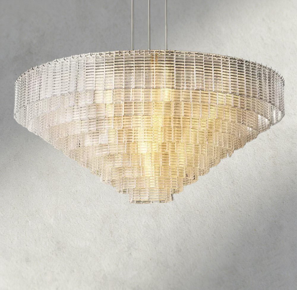 Siraue Clear Glass Round Chandelier 41", 52", 65" - Zelno Lighting