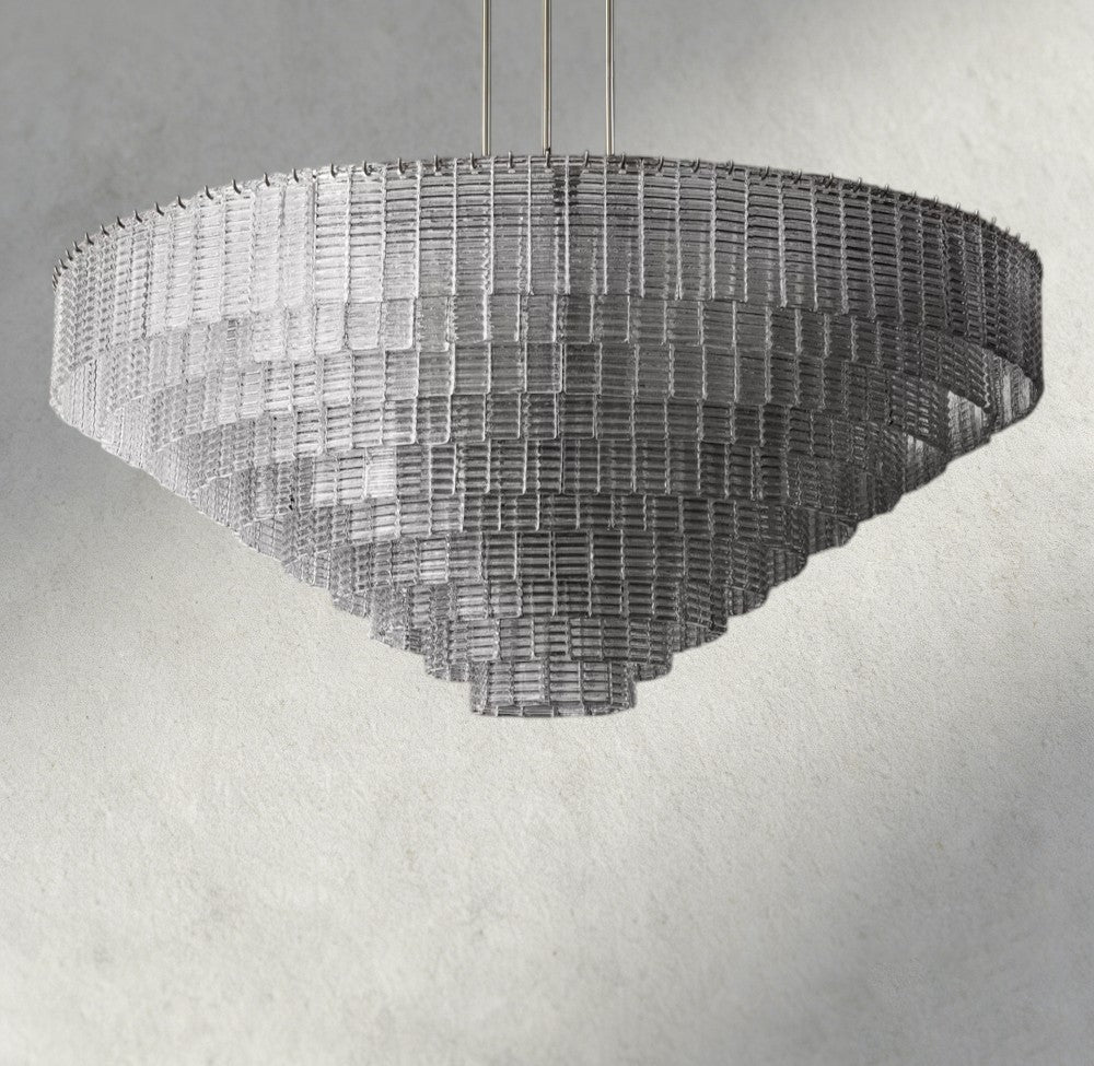 Siraue Clear Glass Round Chandelier 41", 52", 65" - Zelno Lighting