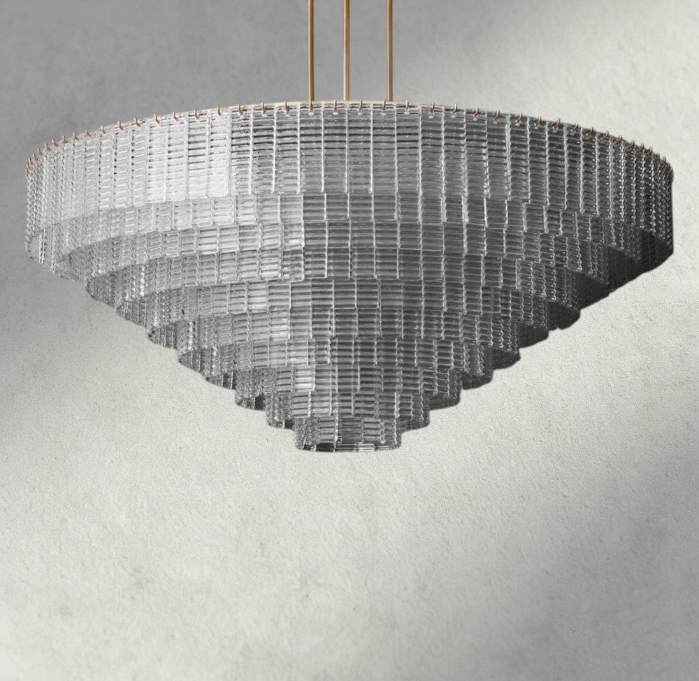 Siraue Clear Glass Round Chandelier 41", 52", 65" - Zelno Lighting