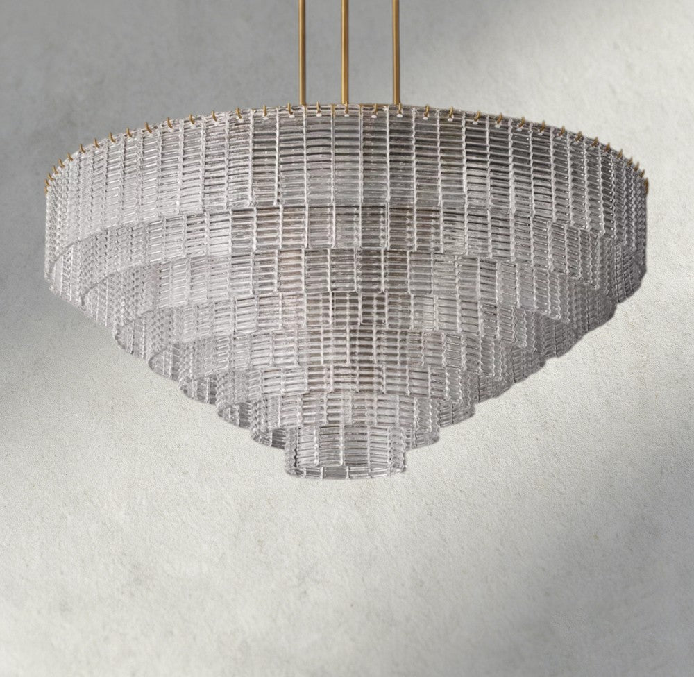 Siraue Clear Glass Round Chandelier 41", 52", 65" - Zelno Lighting