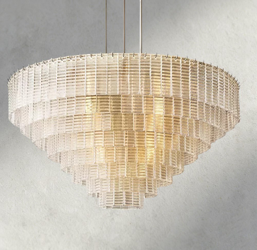 Siraue Clear Glass Round Chandelier 41", 52", 65" - Zelno Lighting