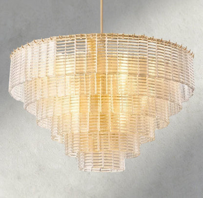 Siraue Clear Glass Round Chandelier 41", 52", 65" - Zelno Lighting