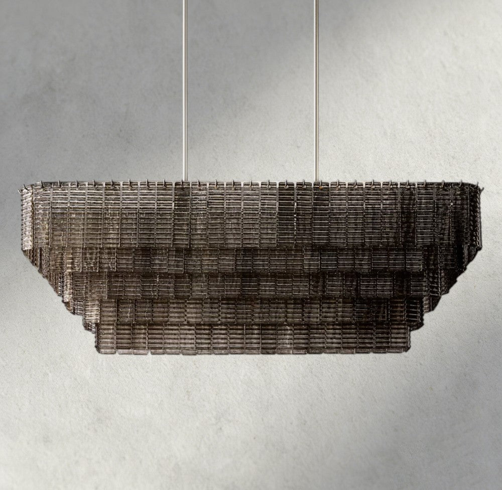 Siraue Smoke Glass Rectangular Chandelier 59", 77" - Zelno Lighting