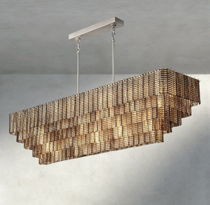 Siraue Smoke Glass Rectangular Chandelier 59", 77" - Zelno Lighting