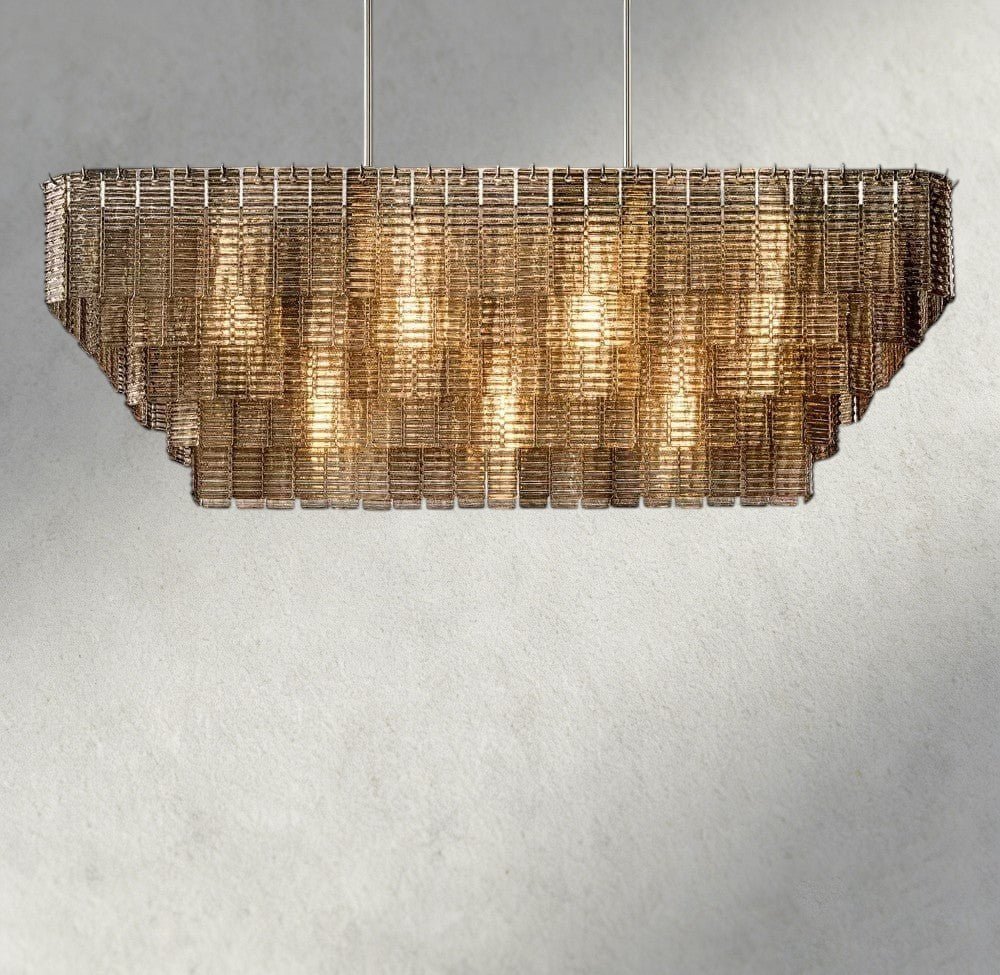 Siraue Smoke Glass Rectangular Chandelier 59", 77" - Zelno Lighting