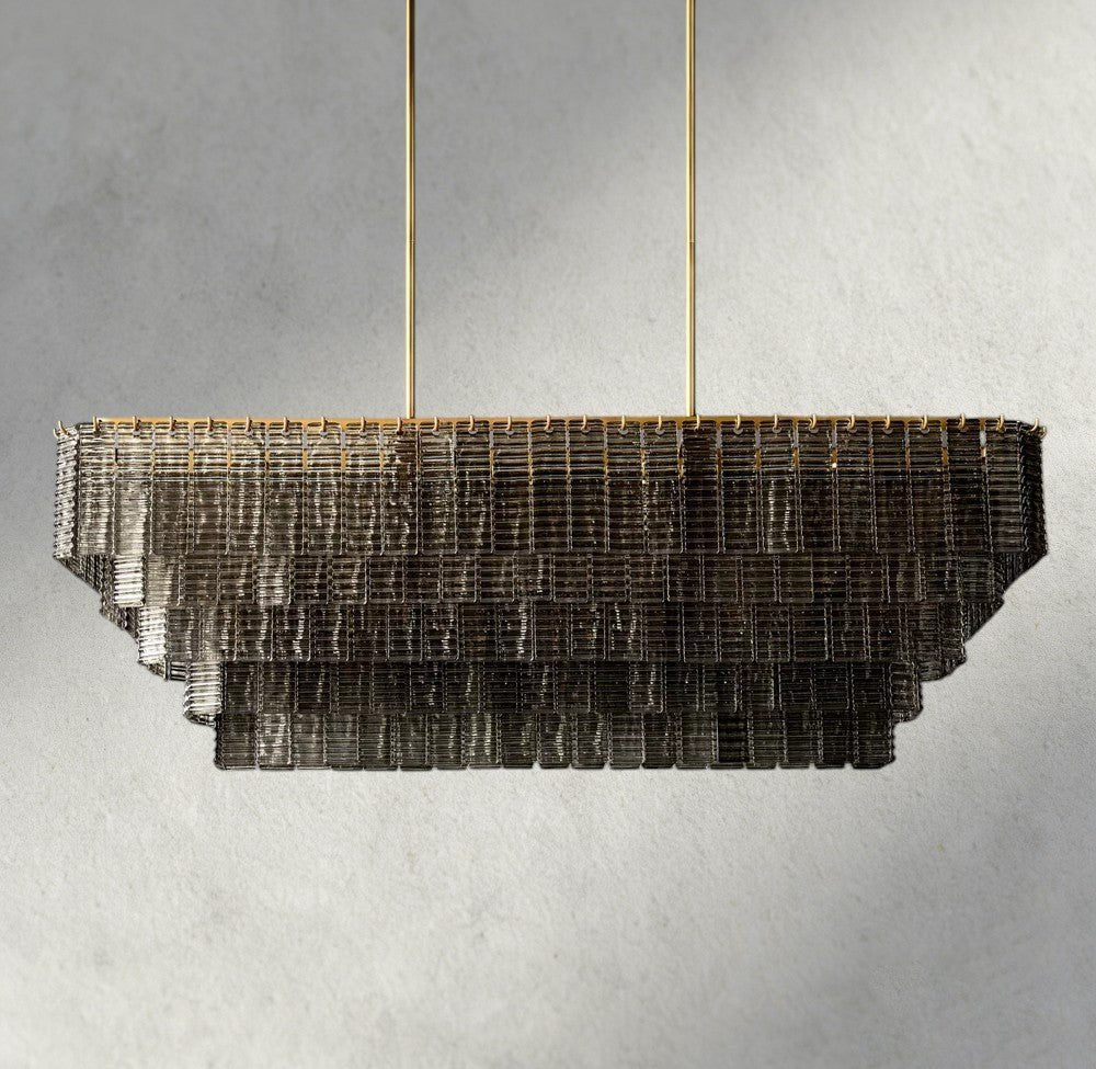 Siraue Smoke Glass Rectangular Chandelier 59", 77" - Zelno Lighting