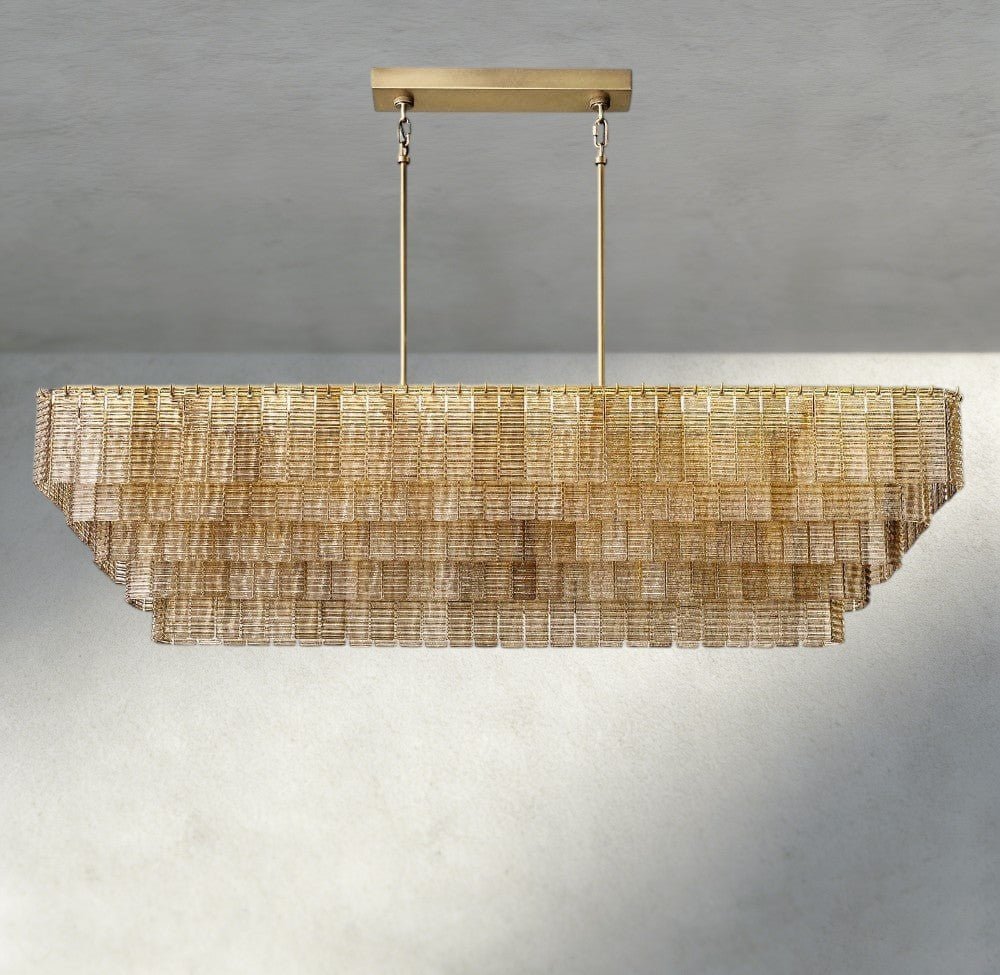 Siraue Smoke Glass Rectangular Chandelier 59", 77" - Zelno Lighting