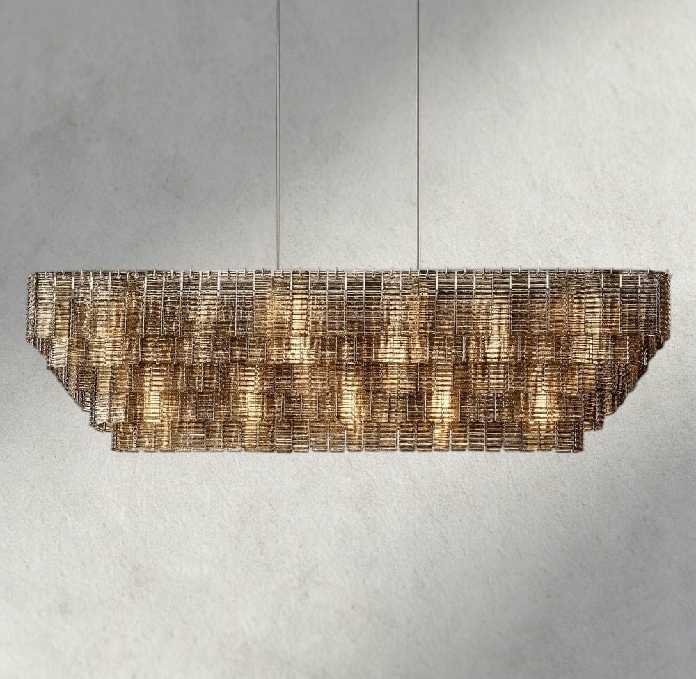 Siraue Smoke Glass Rectangular Chandelier 59", 77" - Zelno Lighting