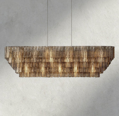 Siraue Smoke Glass Rectangular Chandelier 59", 77" - Zelno Lighting