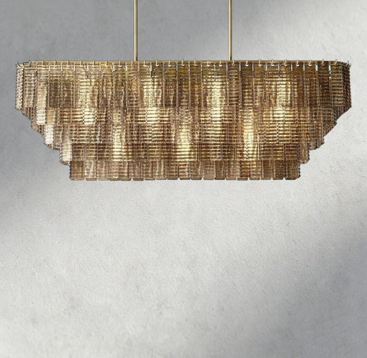Siraue Smoke Glass Rectangular Chandelier 59", 77" - Zelno Lighting