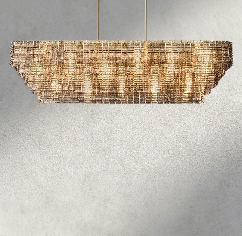 Siraue Smoke Glass Rectangular Chandelier 59", 77" - Zelno Lighting