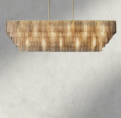 Siraue Smoke Glass Rectangular Chandelier 59", 77" - Zelno Lighting